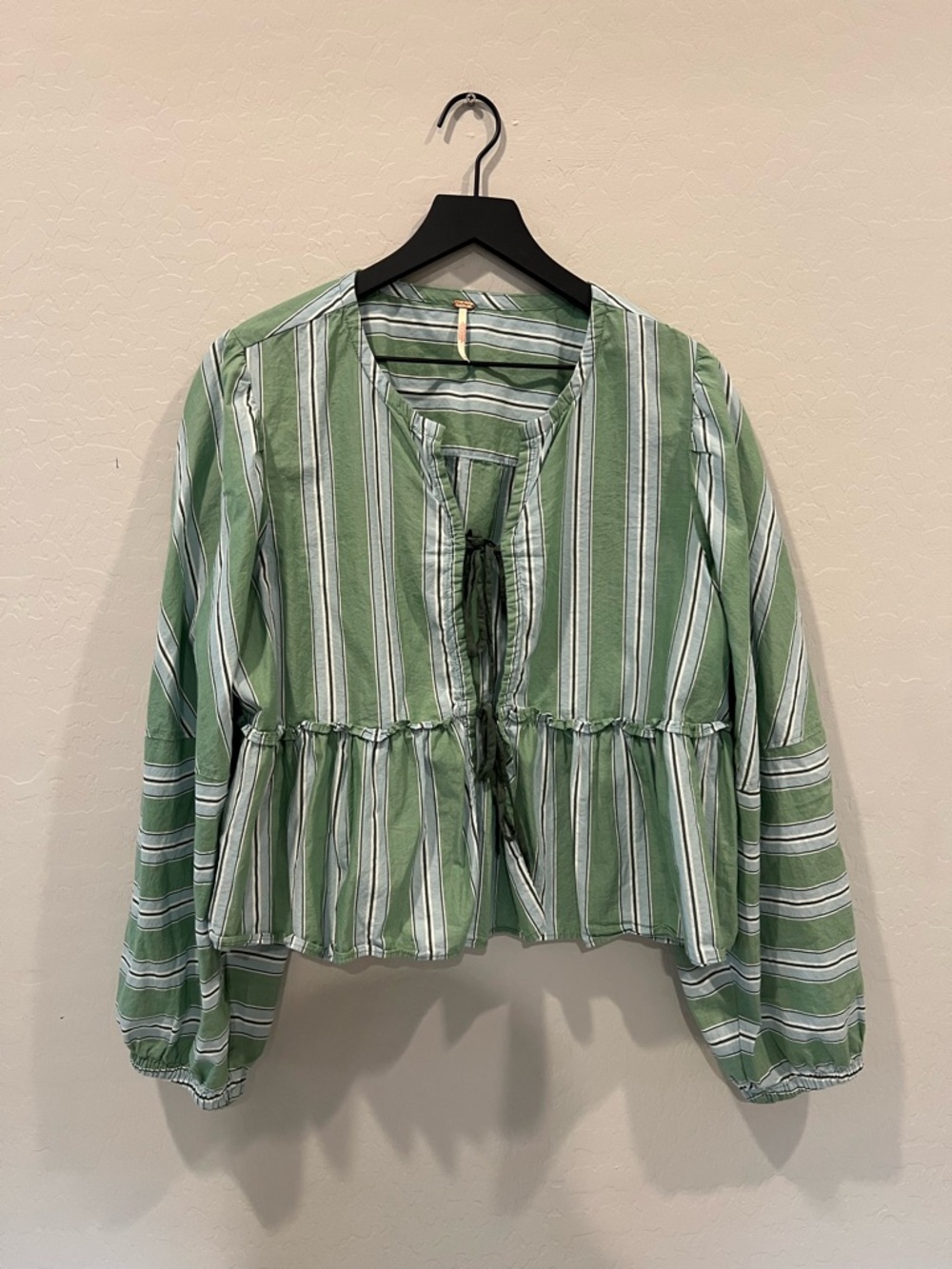 Free People Striped Tie-Front Blouse